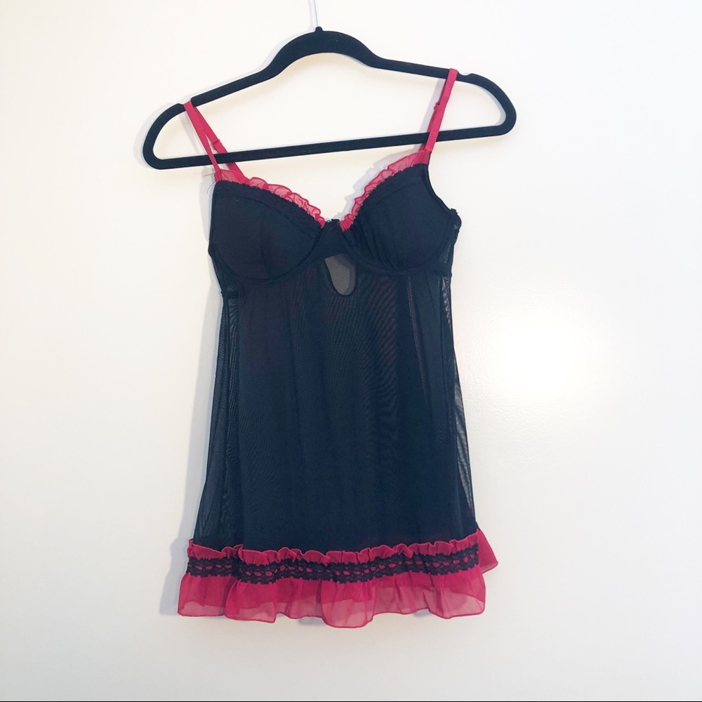 Black & Red Teddy Lingerie 34B